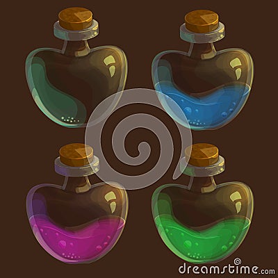 Vector set of four bottles with poison Vector Illustration