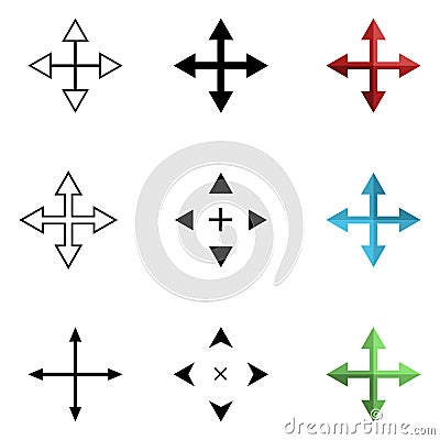 Vector Set of Four Direction Arrows. Vector Illustration