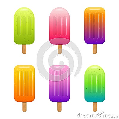 Vector set of colorful fruit popsicle lollies Vector Illustration