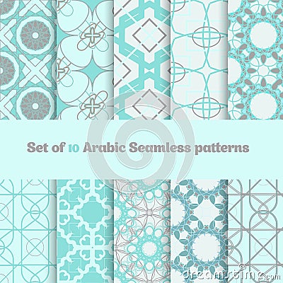 Vector Set of geometric arabic patterns in light Vector Illustration