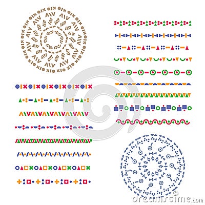 Vector set of geometric borders. Can be used as texture or frame Vector Illustration