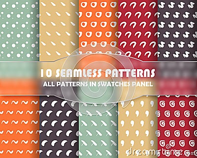 Vector set of geometric seamless patterns for design Vector Illustration