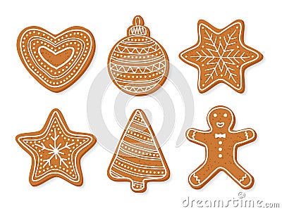 Vector collection of ginger coockies Vector Illustration