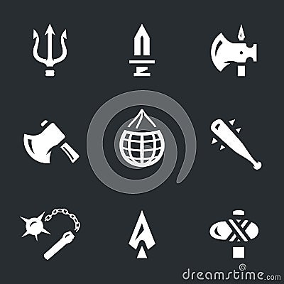 Vector Set of Gladiator weapon Icons. Vector Illustration