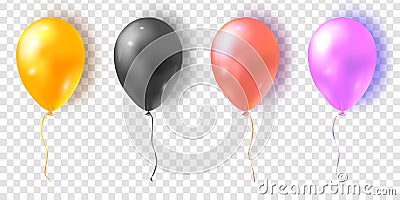 Vector set of glossy colorful balloons. Realistic air 3d balloons Vector Illustration