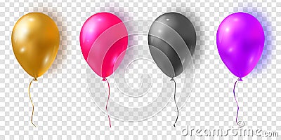 Vector set of glossy colorful balloons. Realistic air 3d balloons Vector Illustration