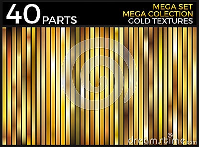 Vector Set of Gold Gradients, Golden Squares Collection, Textures Group Vector Illustration