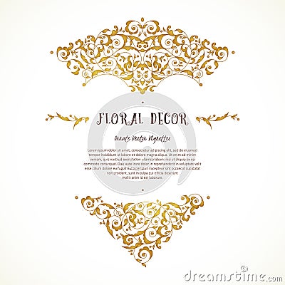 Vector set of golden elements in Eastern style. Vector Illustration