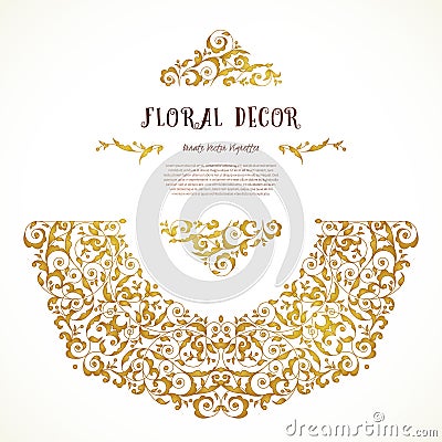 Vector set of golden elements in Eastern style. Vector Illustration