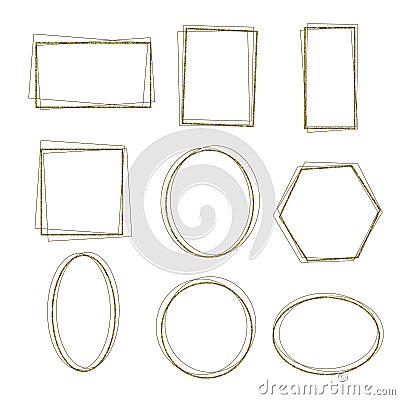 Vector set of golden frames simple shape Vector Illustration