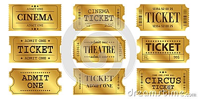 Vector set of golden tickets template. Invite ticket .Vector illustration Vector Illustration