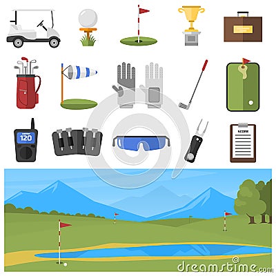 Vector set of golf icons Vector Illustration