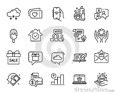 Vector set of Graph chart, Accounting report and Support chat line icons set. Vector Vector Illustration
