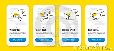 Vector set of Graph chart, Search puzzle and Buy button line icons set. Vector Vector Illustration