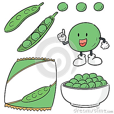 Vector set of green pea Vector Illustration