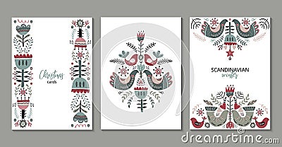 Vector set of greeting cards, posters in scandinavian style. Vector Illustration