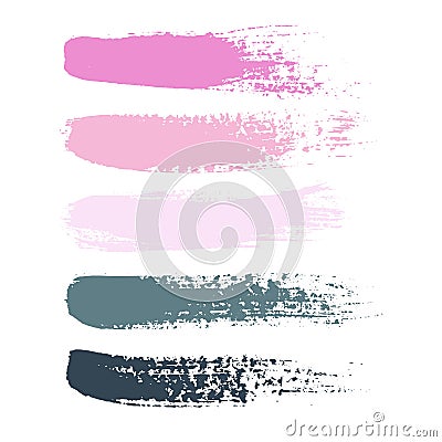 Vector set of grunge brush strokes. Set of colorful brush strokes. Rainbow brush strokes collection Stock Photo