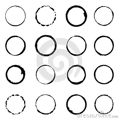 Vector set grunge circle brush strokes Vector Illustration