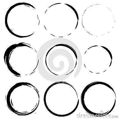 Vector set of grunge circle brush strokes. Set 3 Vector Illustration