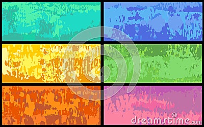 Vector set of grunge color background. Old ruined wall. urban texture with damage, concrete, splay affect, old painted Vector Illustration