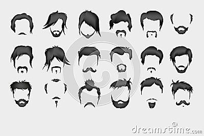 Vector set. hair, mustache, beard Vector Illustration