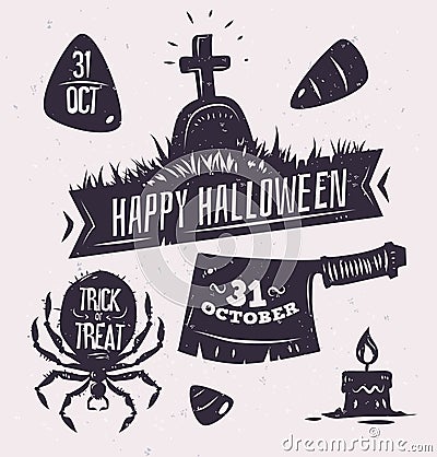 Vector set of halloween badges Vector Illustration