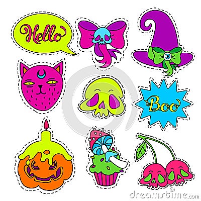 Cartoon badge,sticker. Vector Illustration