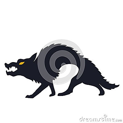 Vector set of halloweens silhouette wolf, werewolf. Spooky illustration Vector Illustration