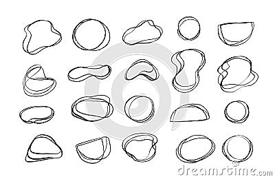 Vector set of hand drawn line art grunge shapes Vector Illustration