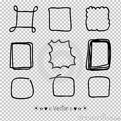 Vector set hand drawn rectangle, felt-tip pen objects. Text box and frames, Illustration EPS10 Stock Photo