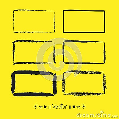 Vector set hand drawn rectangle, felt-tip pen objects. Text box and frames, Illustration EPS10 Vector Illustration