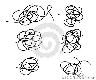 Vector set of hand-drawn scribble line shape. Sketch style Doodle. Vector elements isolated on light background. Vector Illustration