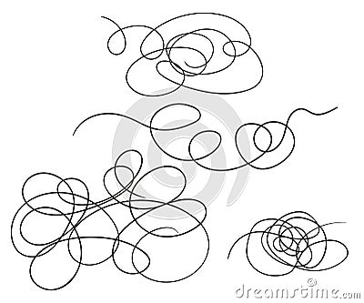 Vector set of hand-drawn scribble line shape. Sketch style Doodle. Vector elements isolated on light background. Vector Illustration