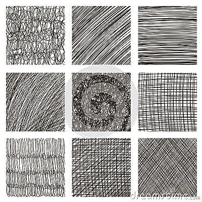 Vector Set Of Hand Drawn Squares. Sketch, Set Of Textures. Eleme Stock ...