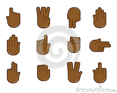 Vector set of hand gestures icons. Sign language. Vector Illustration