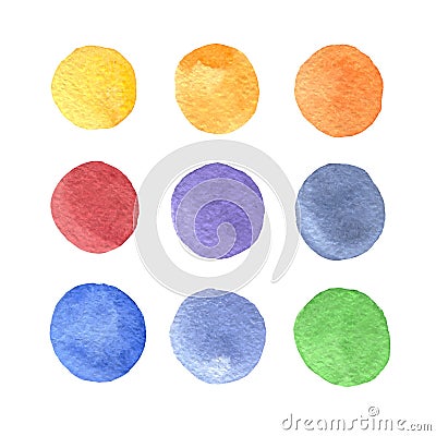 Vector set of hand painted circles of different colors Vector Illustration