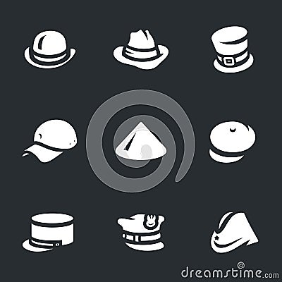 Vector Set of Hats Icons. Vector Illustration