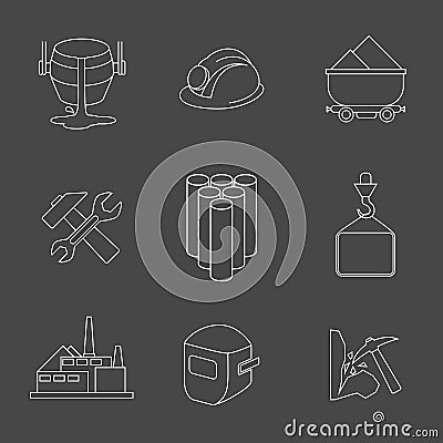 Vector set of heavy industry line icons Vector Illustration