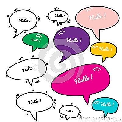 Vector set hello spech bubble Stock Photo