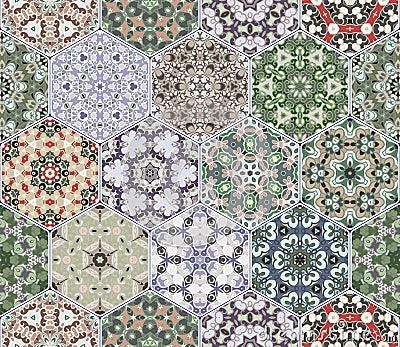 Vector set of hexagonal patterns. Vector Illustration