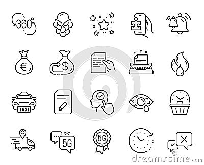 Vector set of Hold document, Stars and Reject line icons set. Vector Vector Illustration