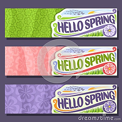 Vector set horizontal banners for Spring season Vector Illustration
