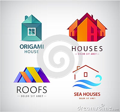 Vector set of house logos, real estate concept, building construction icon. Vector Illustration