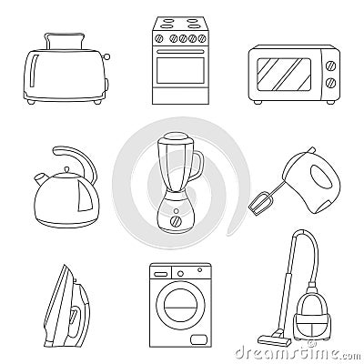 Vector set of household appliances design flat icons Vector Illustration