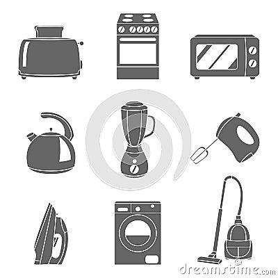 Vector set of household appliances design flat icons Vector Illustration