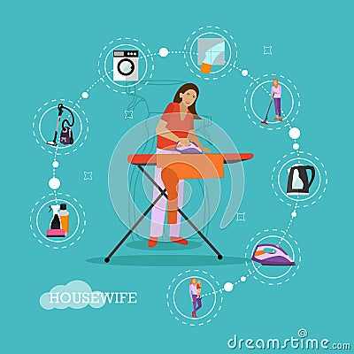 Vector set of housekeeping infographic items, icons in flat style. Vector Illustration