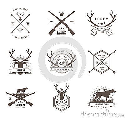 Vector set of hunting labels Vector Illustration