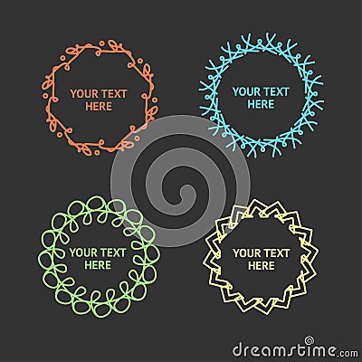 Vector set of hypster outline emblems and frame Vector Illustration