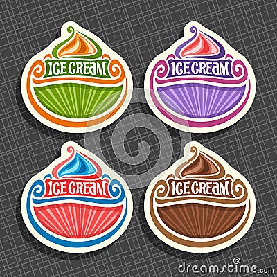 Vector set of Ice Cream Labels Vector Illustration