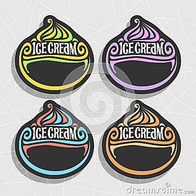 Vector set of Ice Cream Labels Vector Illustration